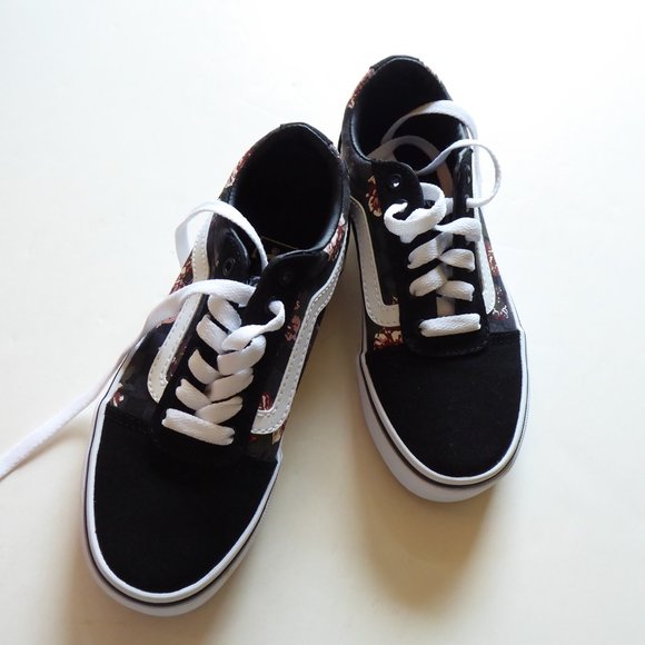 Vans Little Girl USA Size 13 Flowers & Checks Sneakers NIB - Picture 2 of 16